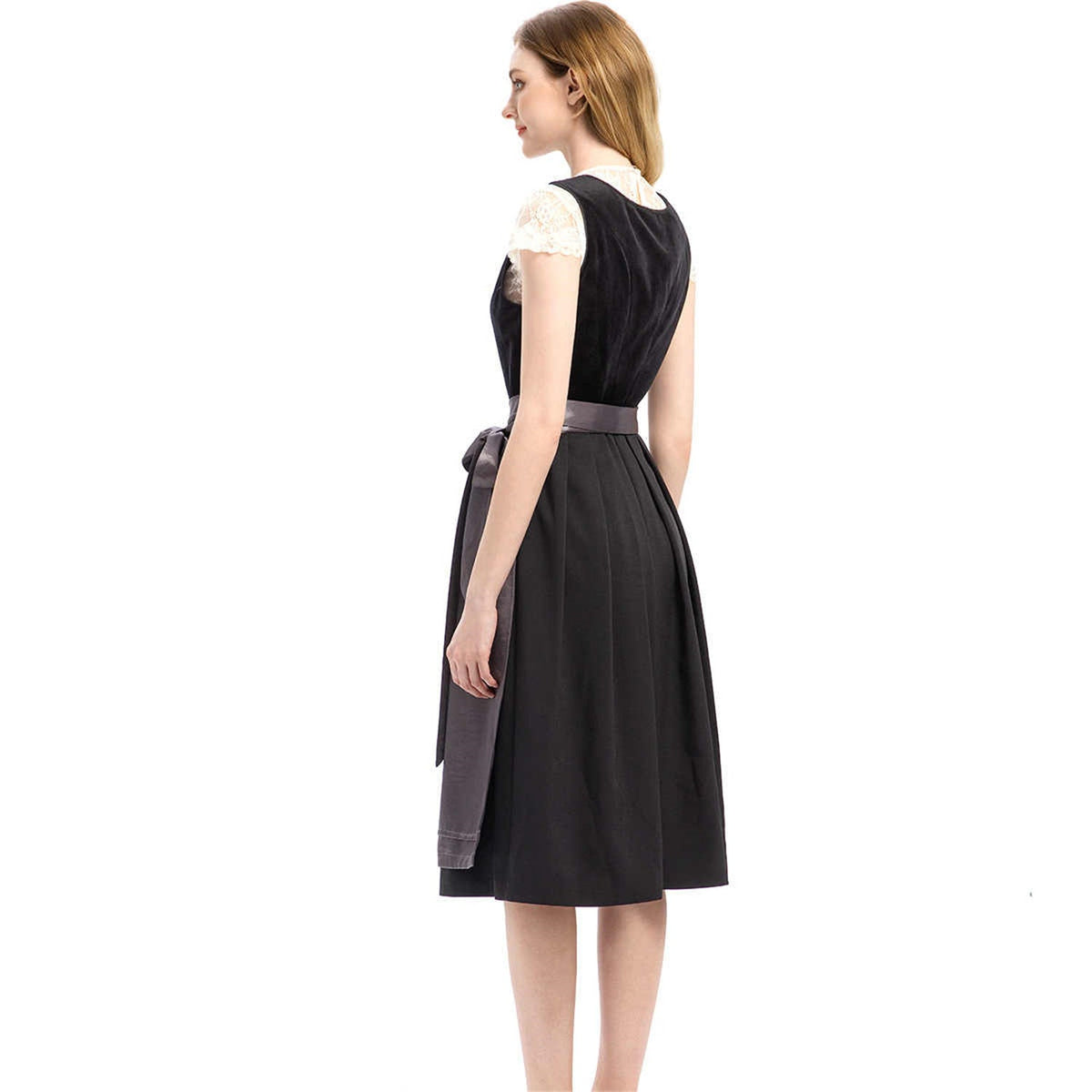 Sukienka damska z eleganckim krojem i wiązaniem w talii | L&V - 3 - Livia-Moda