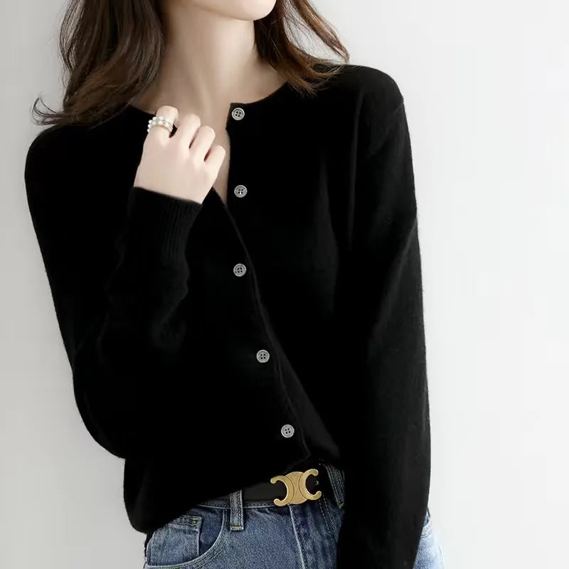 Cardigan Women's Relaxed Fit with Button Detail | L&S - 3 - London-stylehouse.com