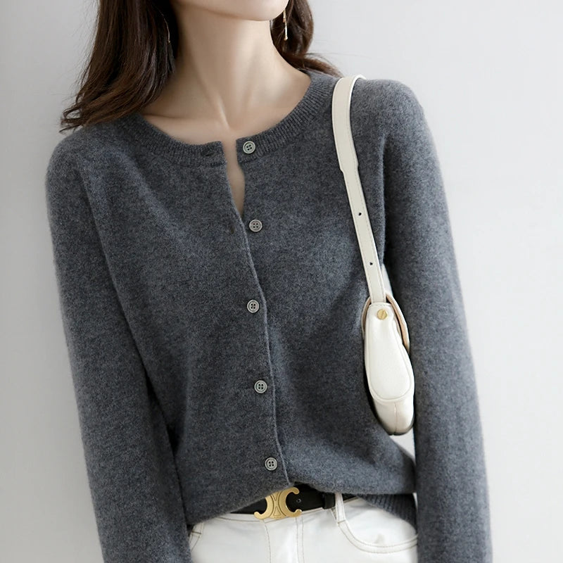 Cardigan Women's Relaxed Fit with Button Detail | L&S - 8 - London-stylehouse.com
