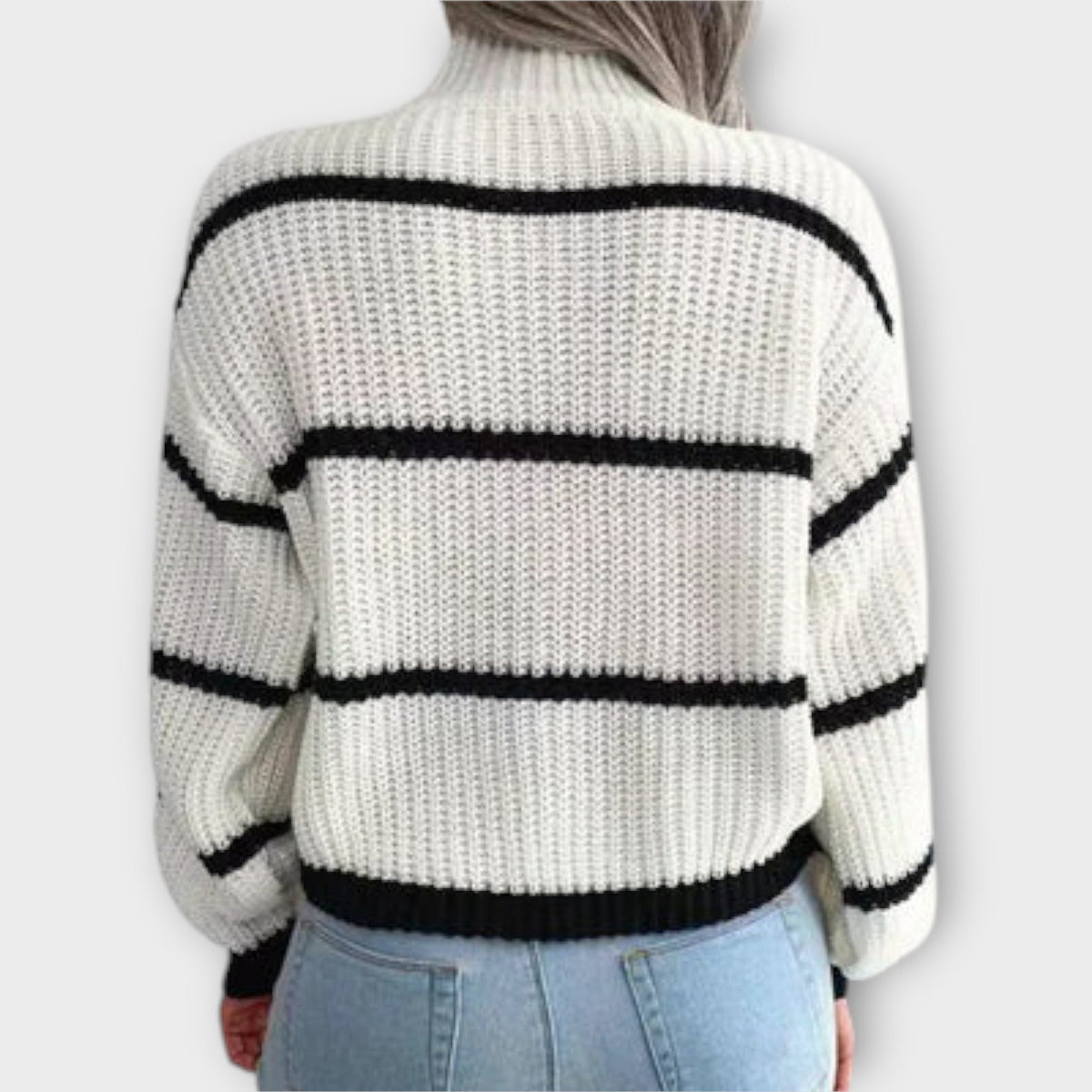 Pullover Damen mit hohem Kragen und lässiger Passform | A&B - 4 - Annoboutique