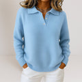 Pullover Damen mit Polo-Kragen und Knopfverschluss | A&B - 1 - Annoboutique