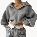 Pullover damski z oversize'owym krojem i dekoltem w serek | L&V - 1 - Livia-Moda