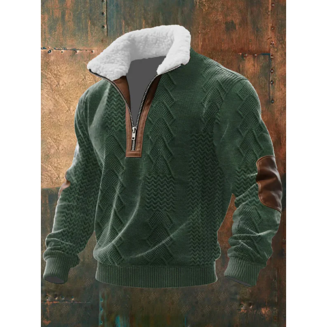 Pullover męski z kołnierzem stójkowym i zamkiem błyskawicznym | L&V - 3 - Livia-Moda