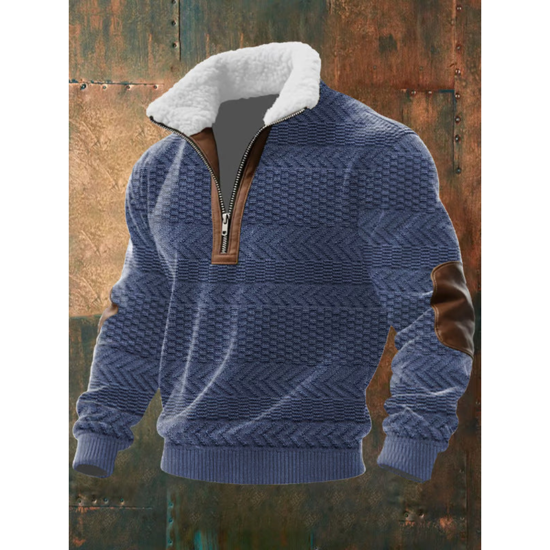 Pullover męski z kołnierzem stójkowym i zamkiem błyskawicznym | L&V - 6 - Livia-Moda