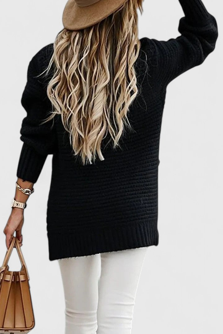 Pullover Damen mit lässigem Schnitt und seitlichen Schlitzen | A&B - 2 - Annoboutique