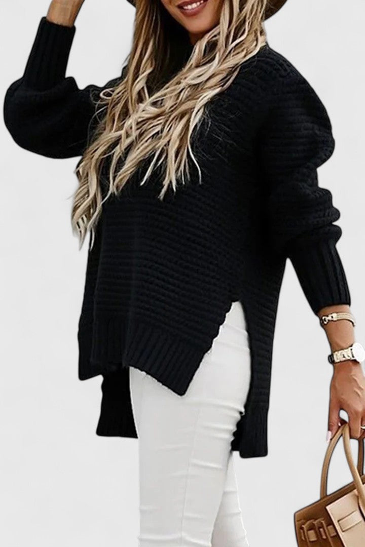 Pullover Damen mit lässigem Schnitt und seitlichen Schlitzen | A&B - 3 - Annoboutique