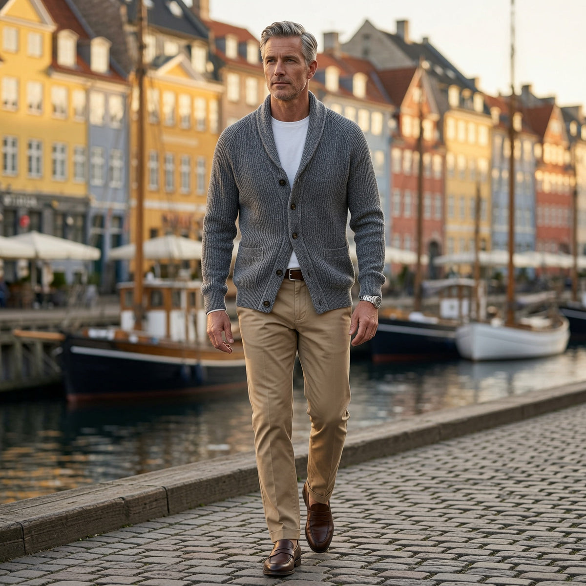 Herren Cardigan mit Revers und Knopfverschluss | A&Z - 2 - Atelier-Zofia