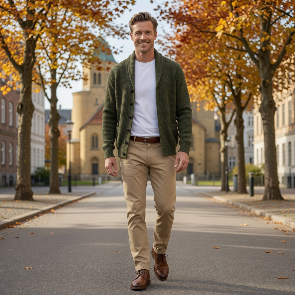 Herren Cardigan mit Revers und Knopfverschluss | A&Z - 3 - Atelier-Zofia