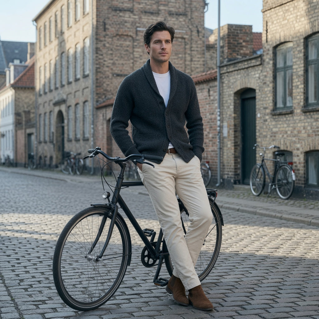 Herren Cardigan mit Revers und Knopfverschluss | A&Z - 4 - Atelier-Zofia