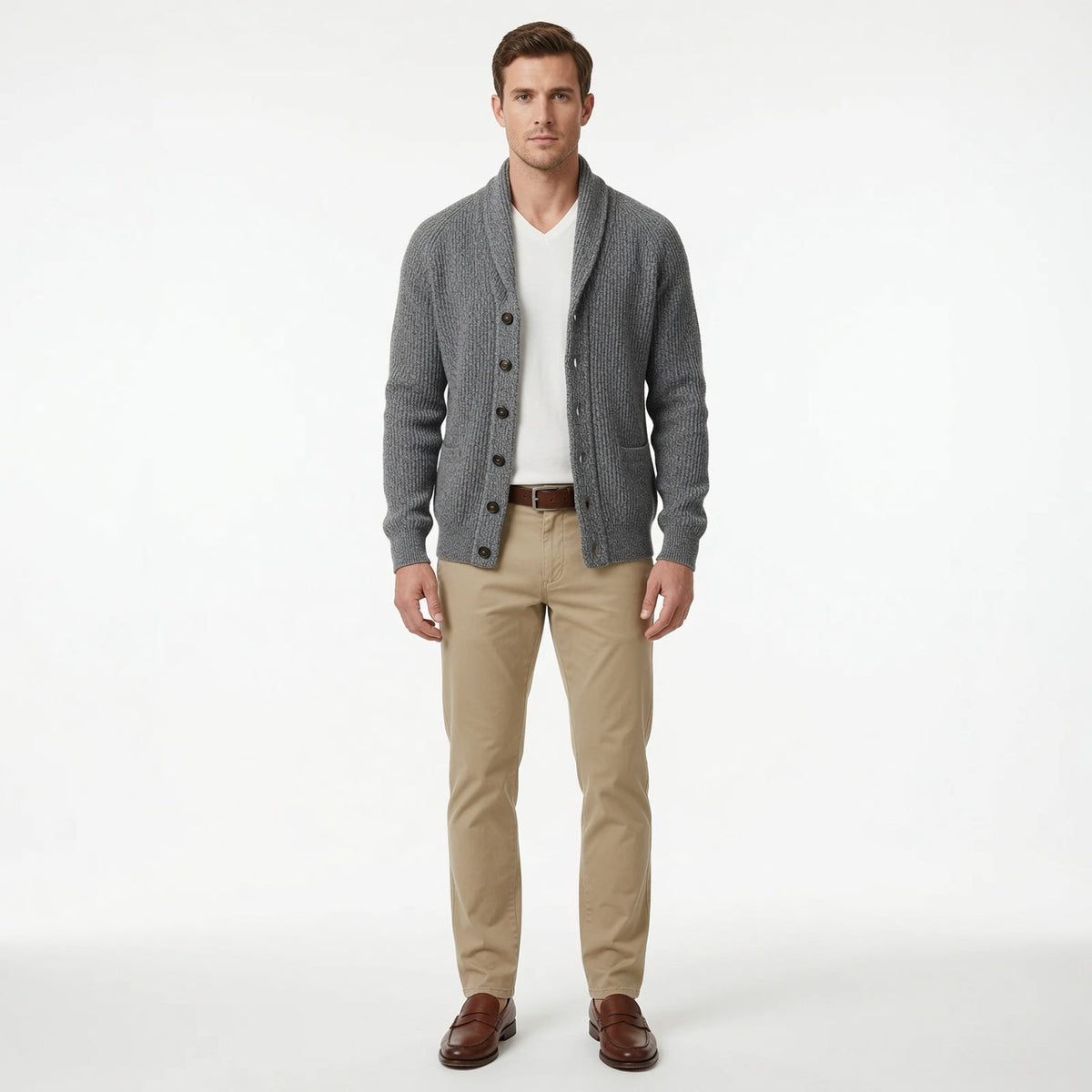 Herren Cardigan mit Revers und Knopfverschluss | A&Z - 13 - Atelier-Zofia