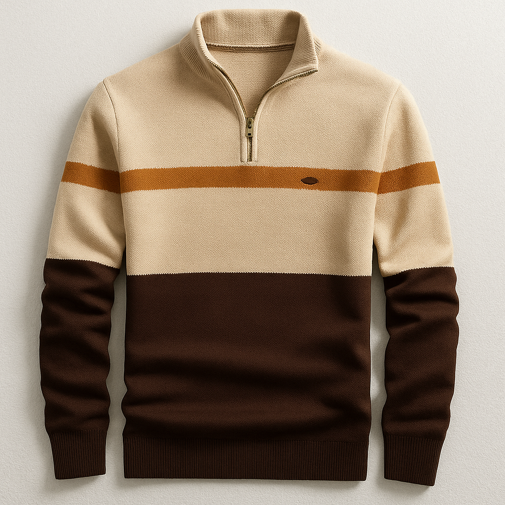 Pullover męski z kołnierzem stójkowym i zamkiem błyskawicznym | L&V - 5 - Livia-Moda
