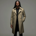 Trenchcoat męski z podwójnym zapięciem i wąskim krojem | L&V - 1 - Livia-Moda