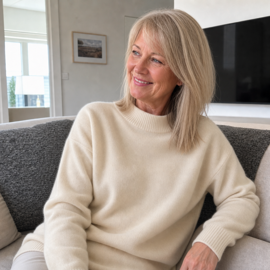 Pullover damski z klasyczną stójką i luźnym krojem | L&V - 3 - Livia-Moda