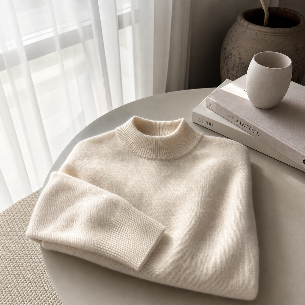 Pullover damski z klasyczną stójką i luźnym krojem | L&V - 8 - Livia-Moda