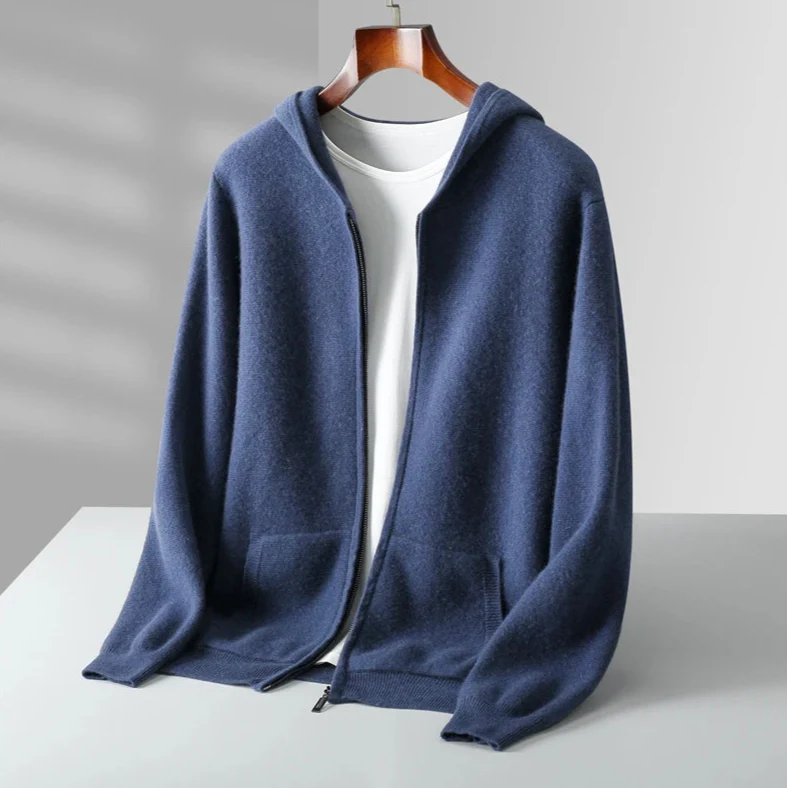 Hoodie męski z zamkiem błyskawicznym, luźny krój i praktyczne kieszenie | L&V - 2 - Livia-Moda