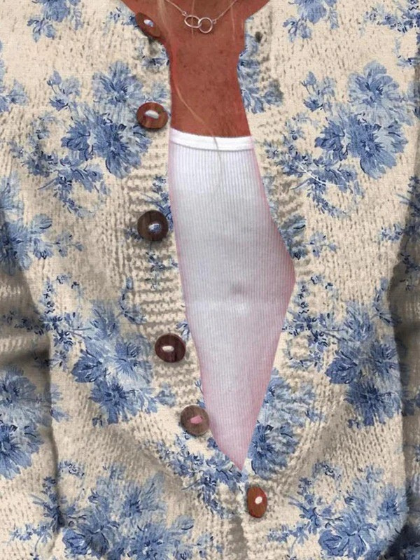 Cardigan damski z luźnym krojem i zapięciem na guziki | L&V - 2 - Livia-Moda