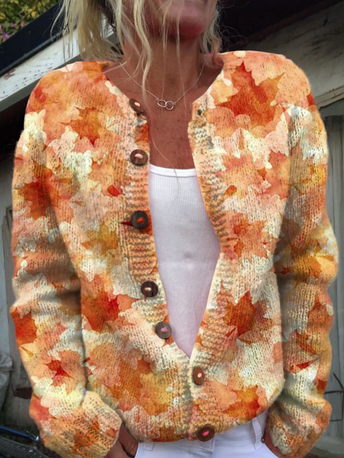 Cardigan damski z otwartym krojem i przyciągającym wzorem | L&V - 1 - Livia-Moda