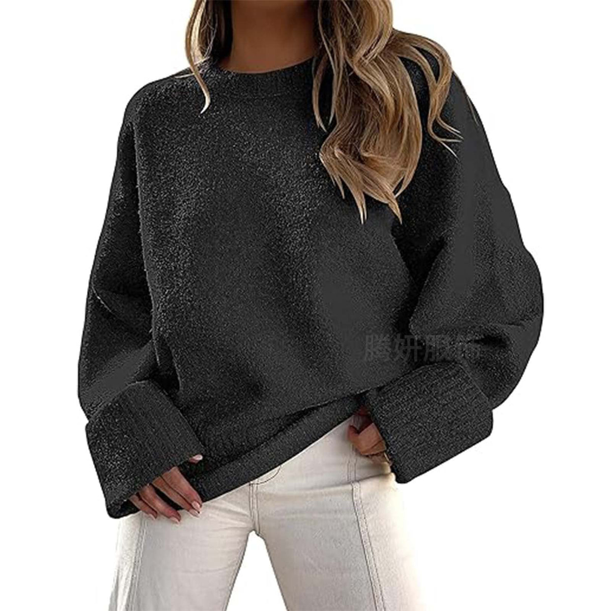 Pullover damski z luźnym krojem i szerokimi rękawami | L&V - 1 - Livia-Moda