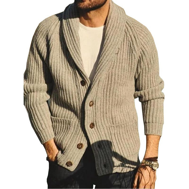 Cardigan męski z szerokim kołnierzem i guzikami | L&V - 5 - Livia-Moda