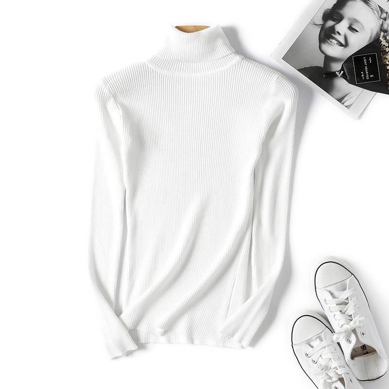 Pullover damski z golfem i prążkowanym wykończeniem | L&V - 2 - Livia-Moda