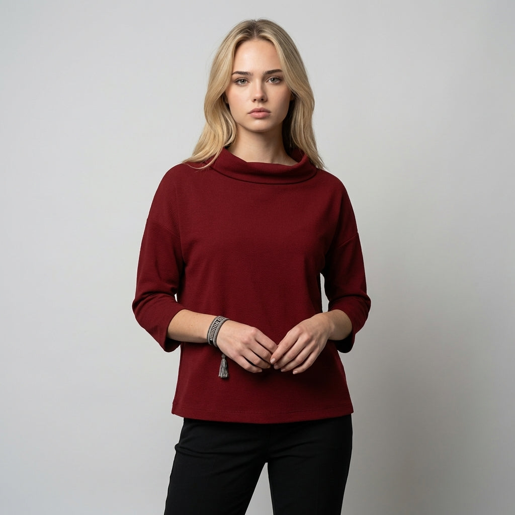 Bluzka damska z szerokim kołnierzem i rękawami 3/4 | L&V - 7 - Livia-Moda