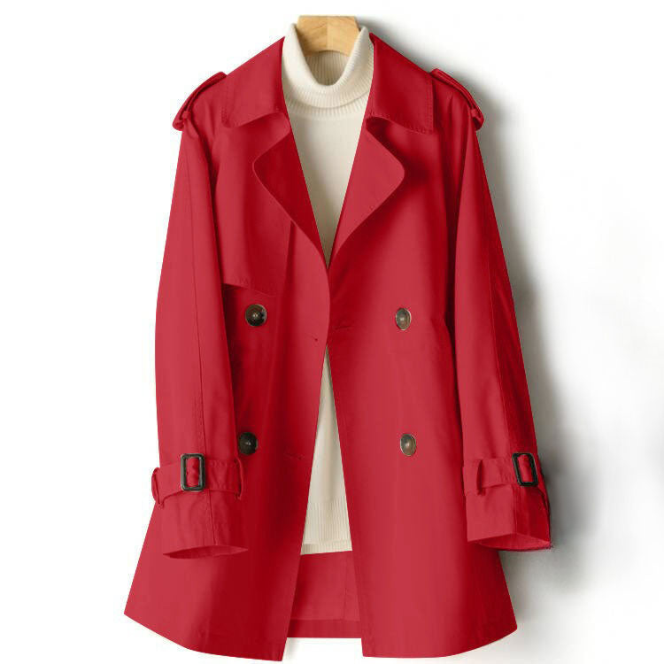 Trenchcoat damski z regulowanym pasem i klasycznym zapięciem | L&V - 5 - Livia-Moda