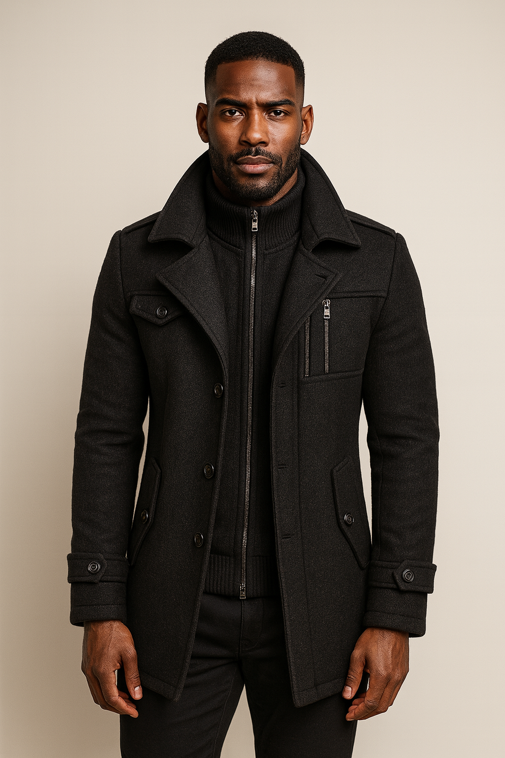 Płaszcz męski z klasycznym krojem i kieszeniami | L&V - 10 - Livia-Moda