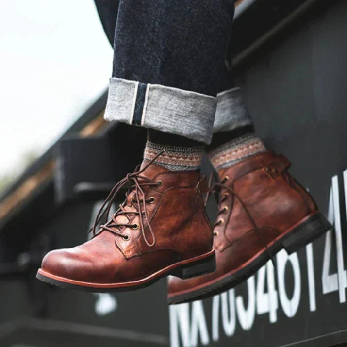 Męskie Botki z Wysokim Sznurowaniem i Stabilną Podeszwą | L&V - 5 - Livia-Moda