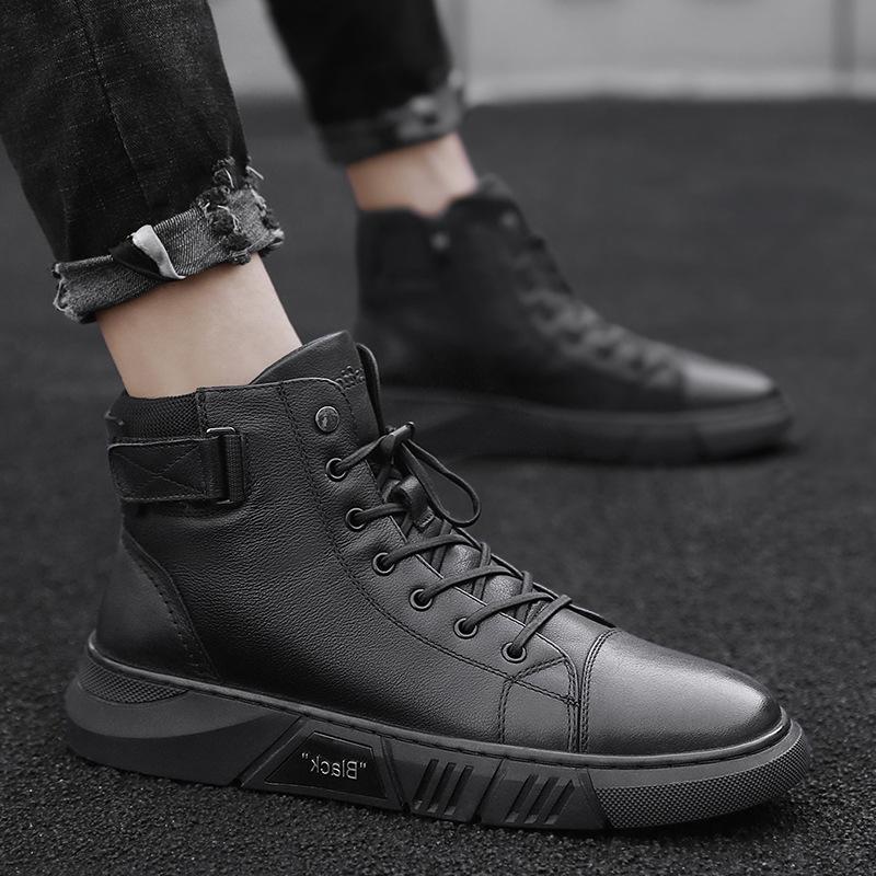 Męskie sneakersy high-top z praktycznym sznurowaniem i modnym detalem | L&V - 1 - Livia-Moda