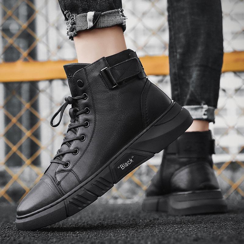 Męskie sneakersy high-top z praktycznym sznurowaniem i modnym detalem | L&V - 2 - Livia-Moda