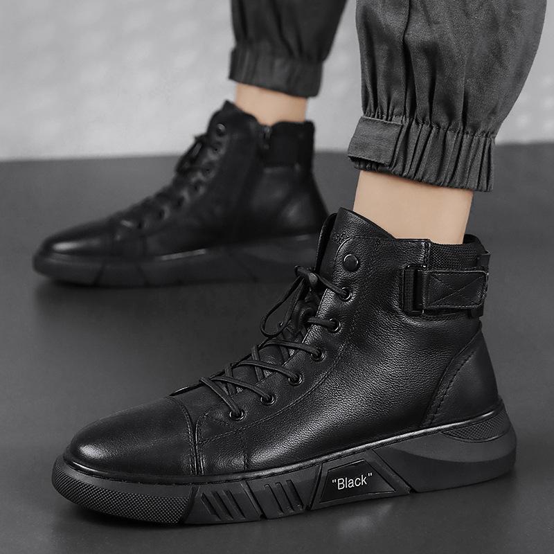 Męskie sneakersy high-top z praktycznym sznurowaniem i modnym detalem | L&V - 4 - Livia-Moda