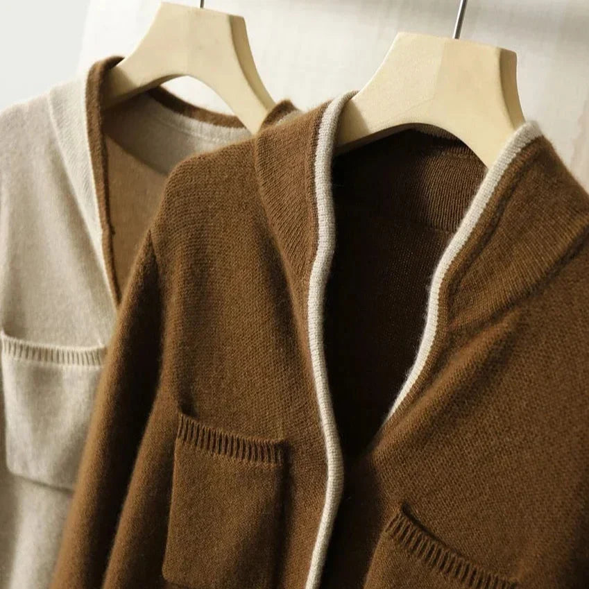Cardigan damski z guzikami i kieszeniami | L&V - 10 - Livia-Moda