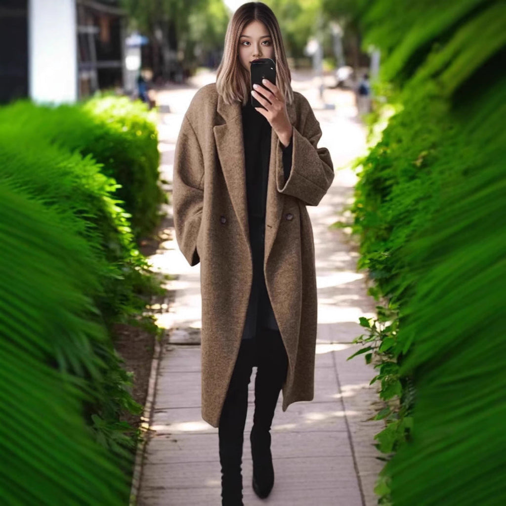 Płaszcz damski oversized z podwójnym zapięciem i luźnym krojem | L&V - 7 - Livia-Moda