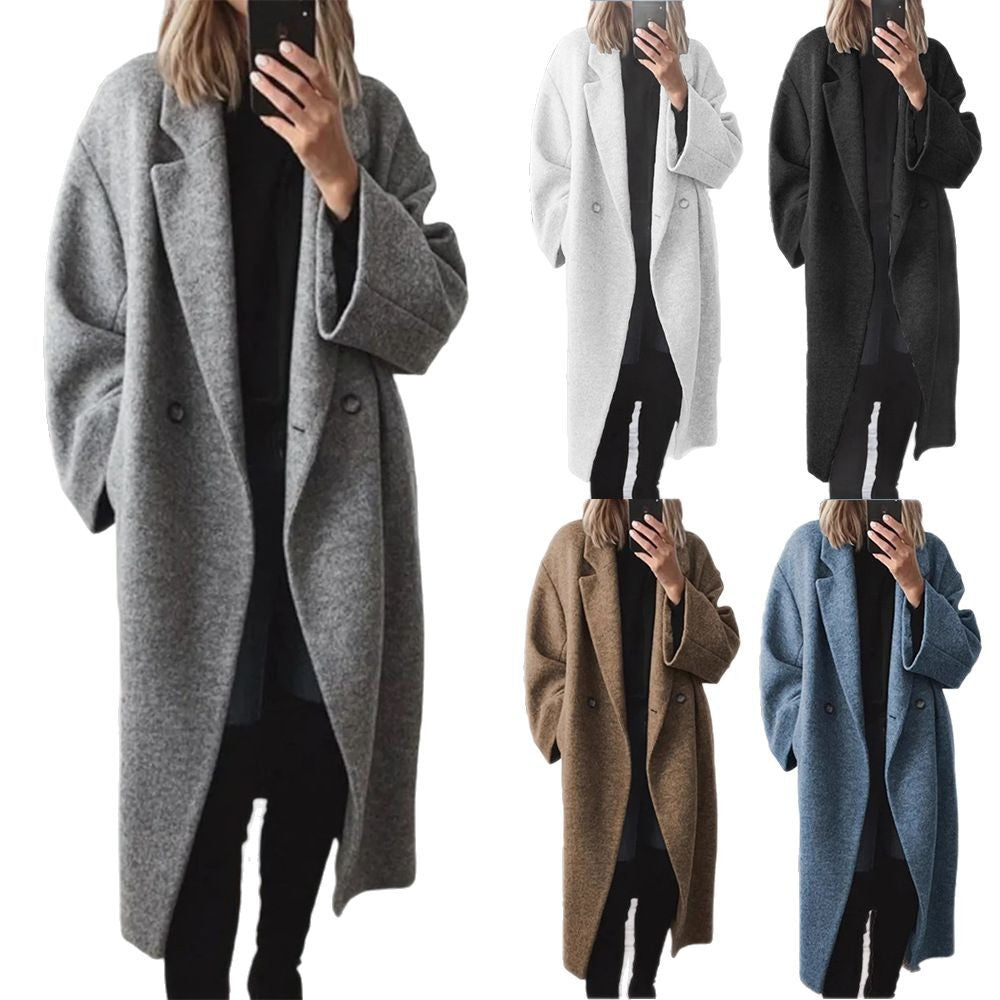Płaszcz damski oversized z podwójnym zapięciem i luźnym krojem | L&V - 8 - Livia-Moda