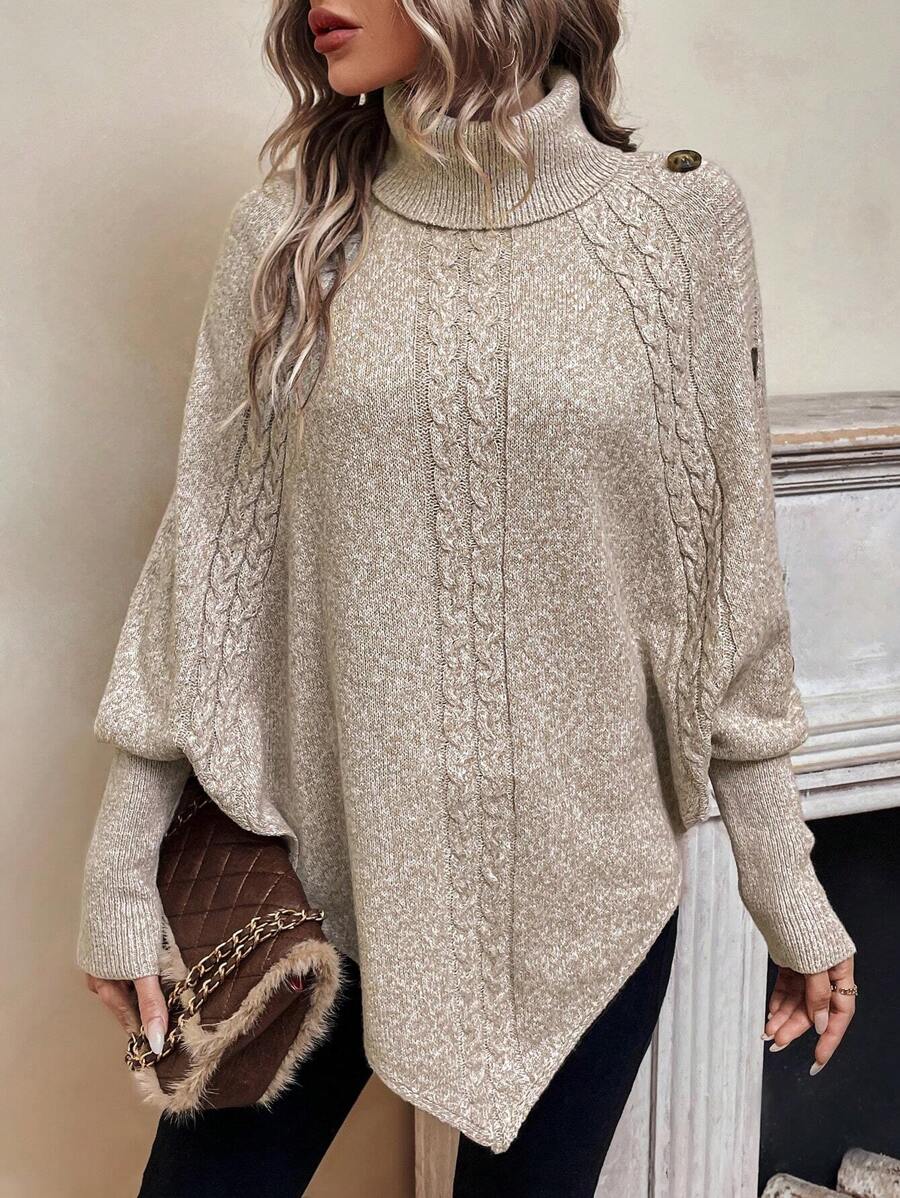 Pullover damski z kołnierzem stójkowym i guzikami | L&V - 1 - Livia-Moda