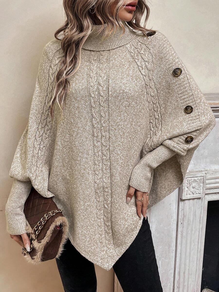 Pullover damski z kołnierzem stójkowym i guzikami | L&V - 2 - Livia-Moda