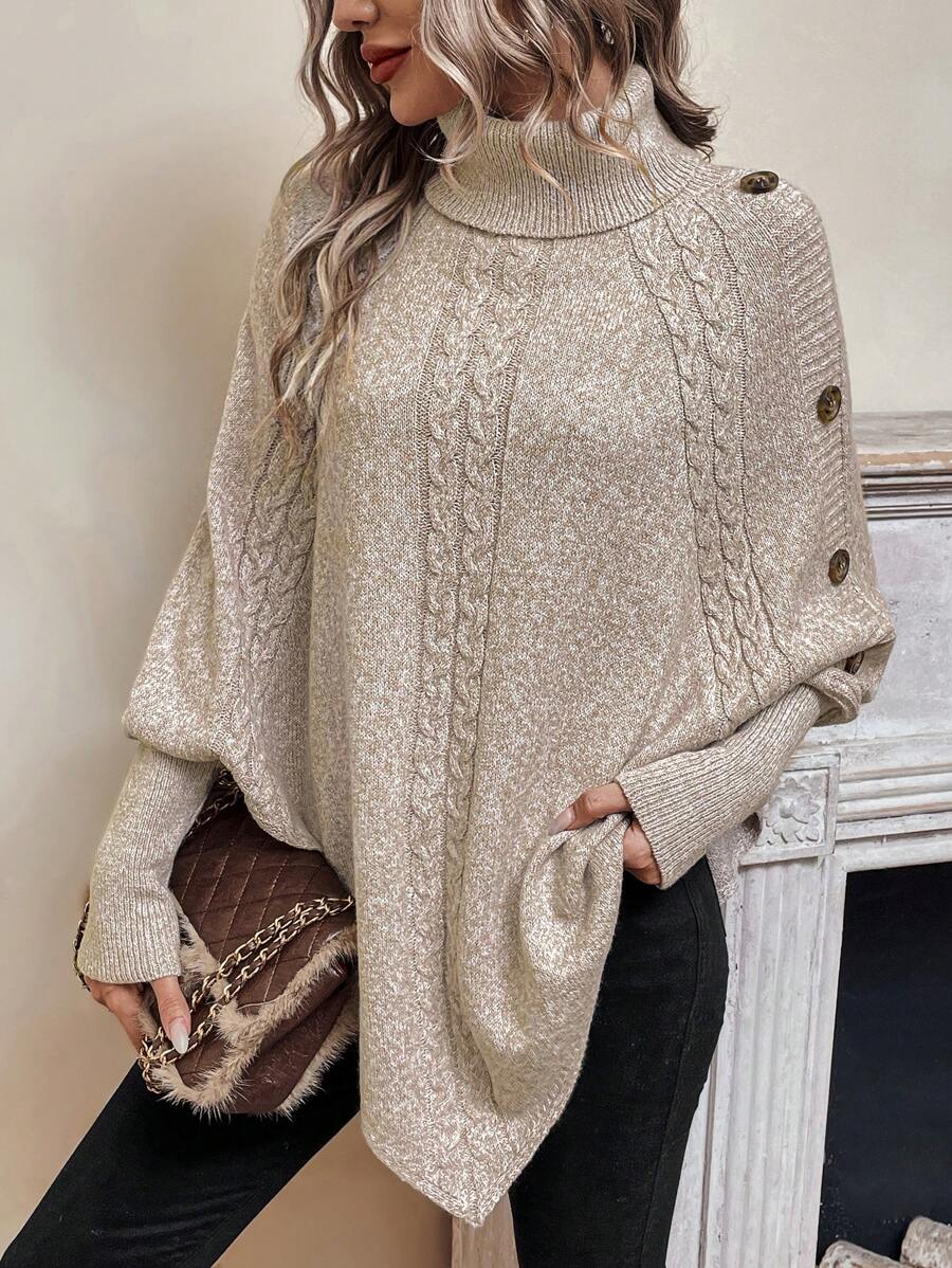 Pullover damski z kołnierzem stójkowym i guzikami | L&V - 3 - Livia-Moda
