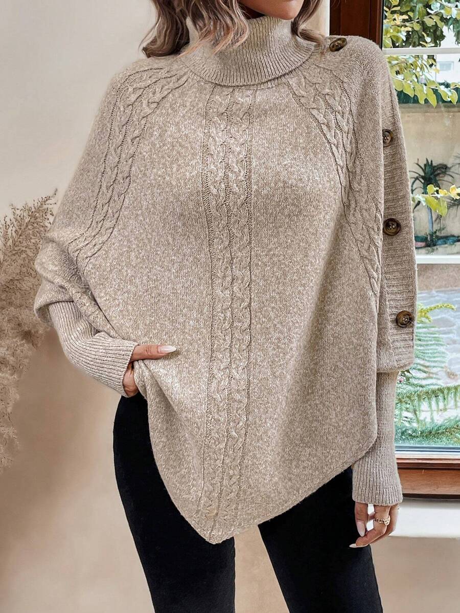 Pullover damski z kołnierzem stójkowym i guzikami | L&V - 4 - Livia-Moda