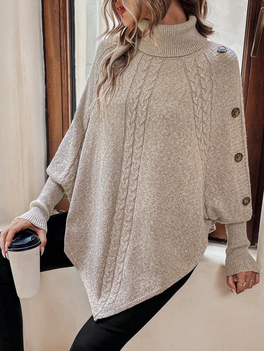 Pullover damski z kołnierzem stójkowym i guzikami | L&V - 5 - Livia-Moda