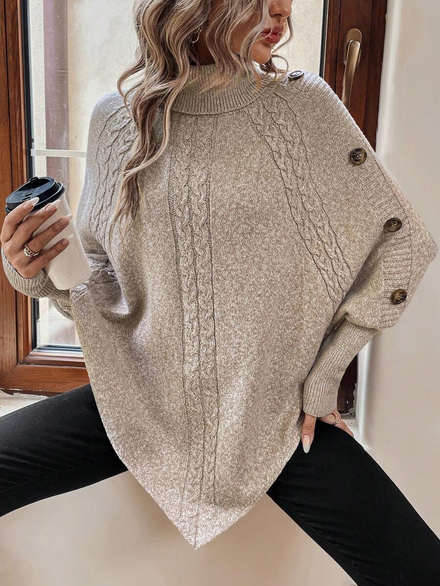 Pullover damski z kołnierzem stójkowym i guzikami | L&V - 6 - Livia-Moda
