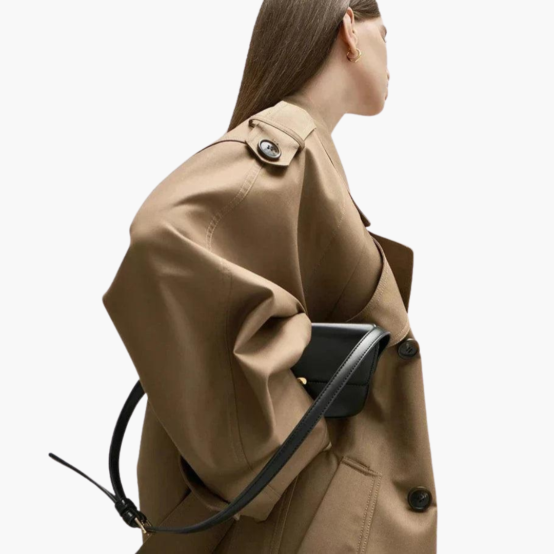 Trench coat damski z taliowanym krojem i eleganckimi detalami | L&V - 2 - Livia-Moda