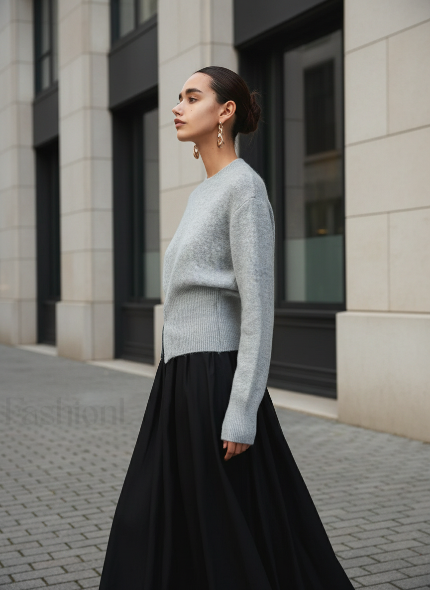 Pullover damski z luźnym krojem i detalem w talii | L&V - 3 - Livia-Moda