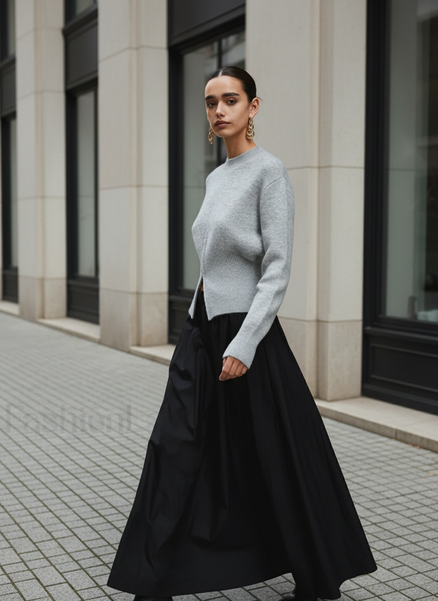 Pullover damski z luźnym krojem i detalem w talii | L&V - 4 - Livia-Moda