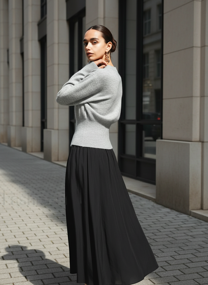 Pullover damski z luźnym krojem i detalem w talii | L&V - 5 - Livia-Moda