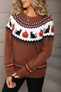 Pullover damski z motywem Halloween i okrągłym dekoltem | L&V - 1 - Livia-Moda