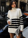Pullover damski z wysokim kołnierzem i luźnym krojem | L&V - 1 - Livia-Moda