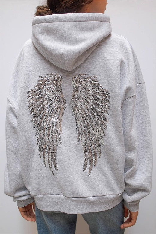 Hoodie damski z kapturem i ozdobnym detalem | L&V - 4 - Livia-Moda