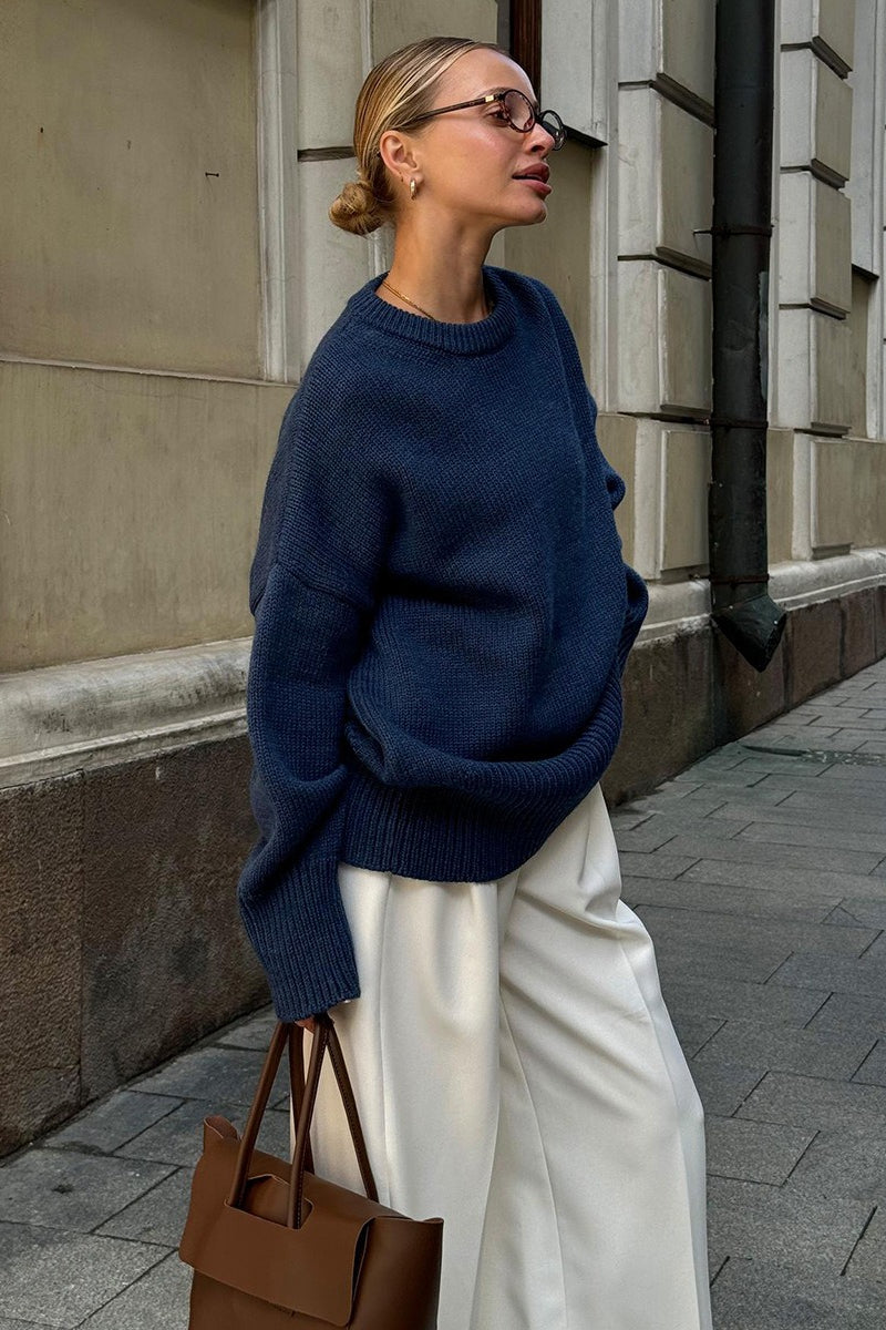Pullover damski z luźnym krojem i długimi rękawami | L&V - 8 - Livia-Moda