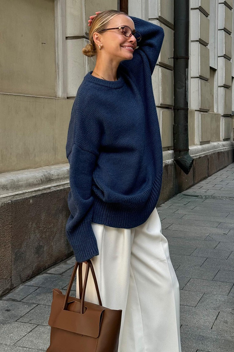 Pullover damski z luźnym krojem i długimi rękawami | L&V - 9 - Livia-Moda