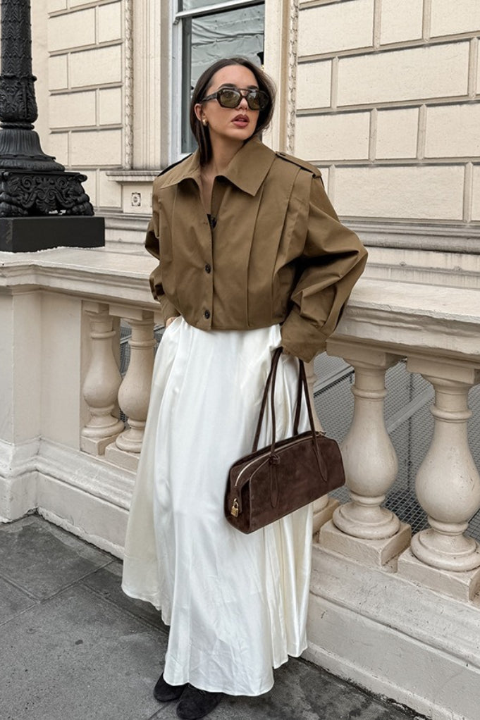 Kurtka Damska Oversized z Balonowymi Rękawami i Zapięciem na Guziki | L&V - 5 - Livia-Moda